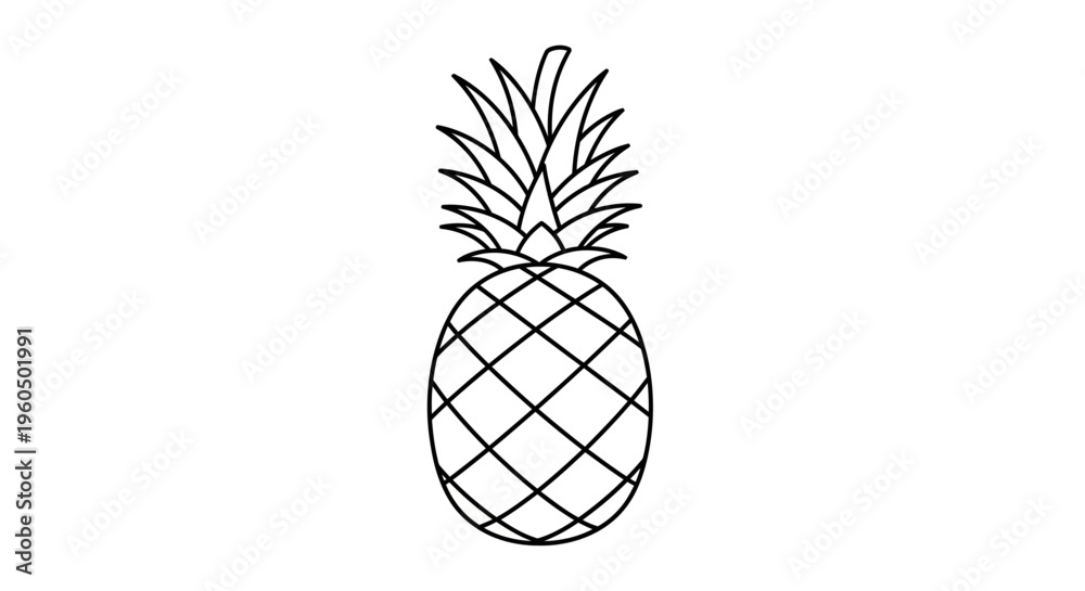 Obraz premium Simple Line Art Pineapple Icon - Minimalist Tropical Fruit Vector