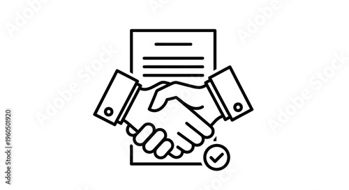 Business Partnership Agreement Handshake Deal Contract Signed Approved Success Icon