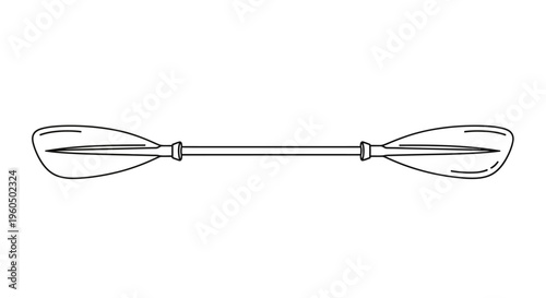 Kayak Paddle Isolated White Background, Top View