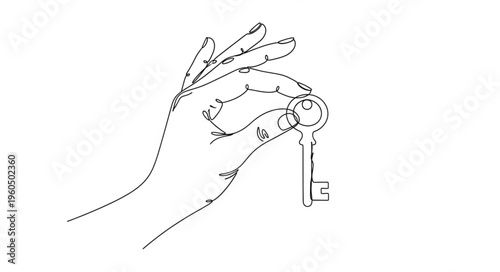 Hand Holding a Large Key.