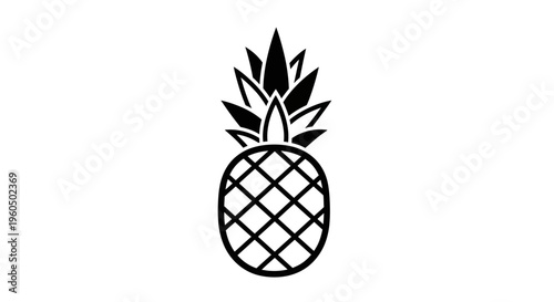Minimalist Black and White Pineapple Icon Vector Graphic