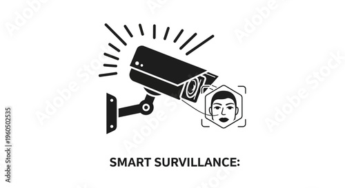 Surveillance Camera Scanning Face - Smart Security Technology Icon