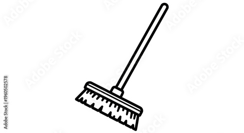 Simple Line Drawing of a Broom for Cleaning and Sweeping Tasks