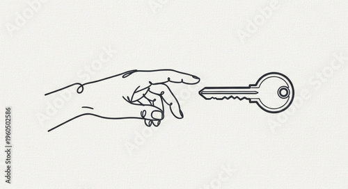 Hand Holding a Large Key.