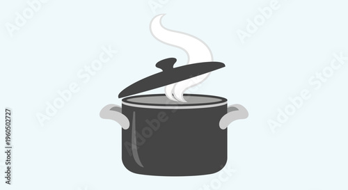 Steaming Pot with Lid Ajar, Cooking Food, Kitchenware, Culinary Concept