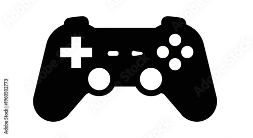 Black Video Game Controller Icon, Gaming Symbol, Digital Entertainment
