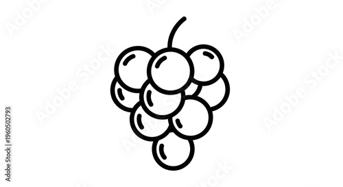 Simple Line Art Icon of a Bunch of Grapes