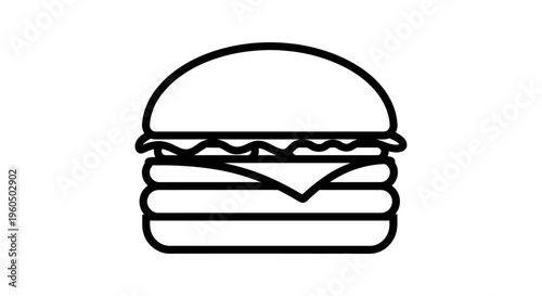 Simple outline icon of a delicious cheeseburger on a white background.