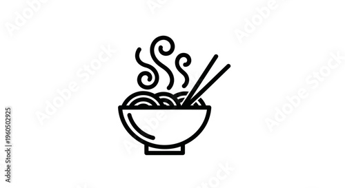 Steaming Bowl of Noodles with Chopsticks Icon