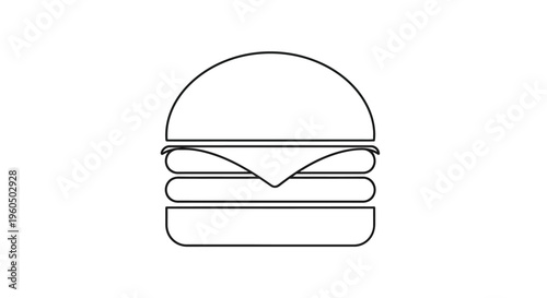 Minimalist outline drawing of a classic cheeseburger with lettuce and cheese