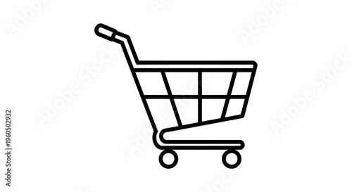 Shopping Cart Icon Outline - Simple Line Art for E-commerce and Retail