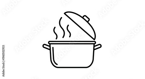 Steaming Cooking Pot Icon, Hot Food Preparation, Kitchenware Symbol