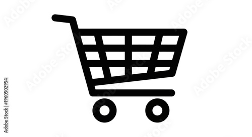Shopping Cart Icon: Simple Black Outline for Online Stores and E-commerce