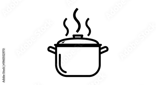 Steaming Pot Icon: Hot Food Cooking, Culinary Symbol, Kitchenware, Recipe, Meal Preparation
