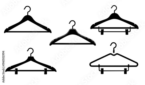Clothing hanger cartoon icons wardrobe equipment vector set