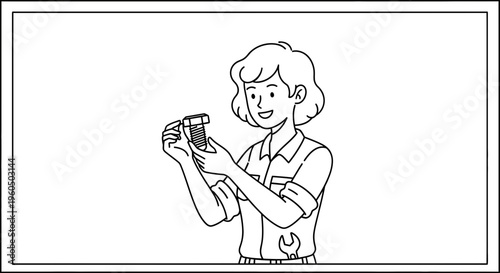 Woman Mechanic Inspecting Bolt, Professional Engineer Working in Workshop