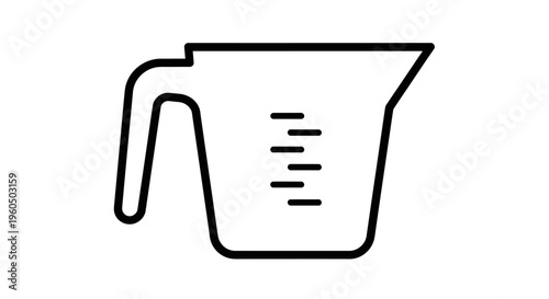 Simple Line Icon of a Measuring Cup with Graduated Markings
