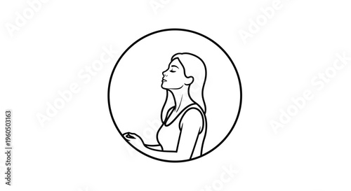 Woman meditating in circle, calm, serene, mindful, breathing, yoga, relaxation