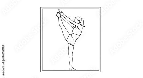 Woman performing Hand-to-Big-Toe Pose (Utthita Hasta Padangusthasana) in yoga studio