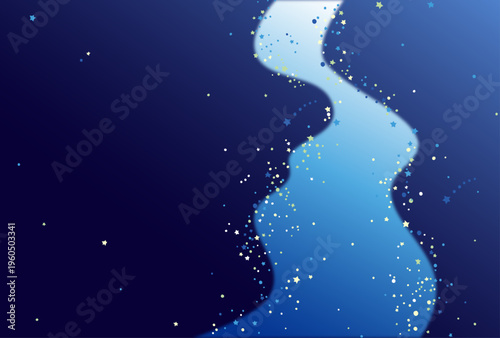 Dark Milky Way Starry Night Sky Background with Copy Space, Fantasy Galaxy Vector Illustration, Horizontal Composition