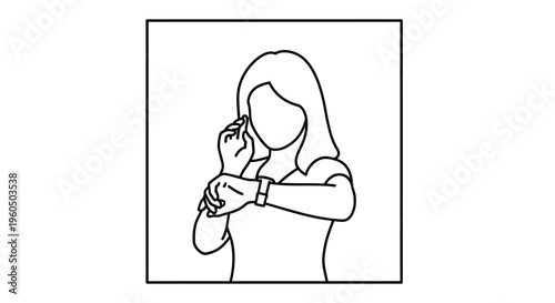 Woman checking smartwatch and using wireless earbuds, modern technology lifestyle