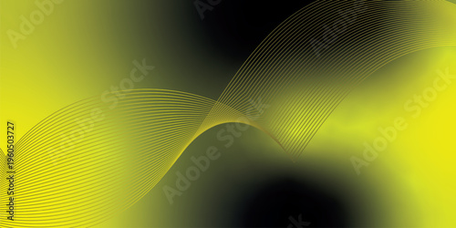 Bright yellow and black gradient light waves rising smoothly from a dark shadowed base over a grainy textured background with gentle luminous accents, modern creative banner design