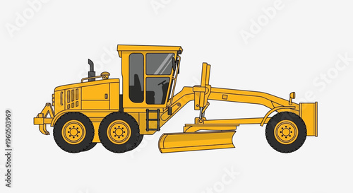 Yellow Motor Grader Machine Construction Heavy Duty Equipment