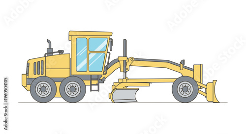 Yellow Motor Grader Machine For Road Construction Work