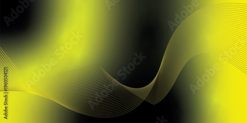 Bright yellow and black gradient light waves rising smoothly from a dark shadowed base over a grainy textured background with gentle luminous accents, modern creative banner design