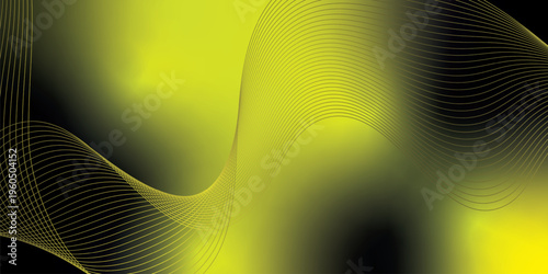 Bright yellow and black gradient light waves rising smoothly from a dark shadowed base over a grainy textured background with gentle luminous accents, modern creative banner design