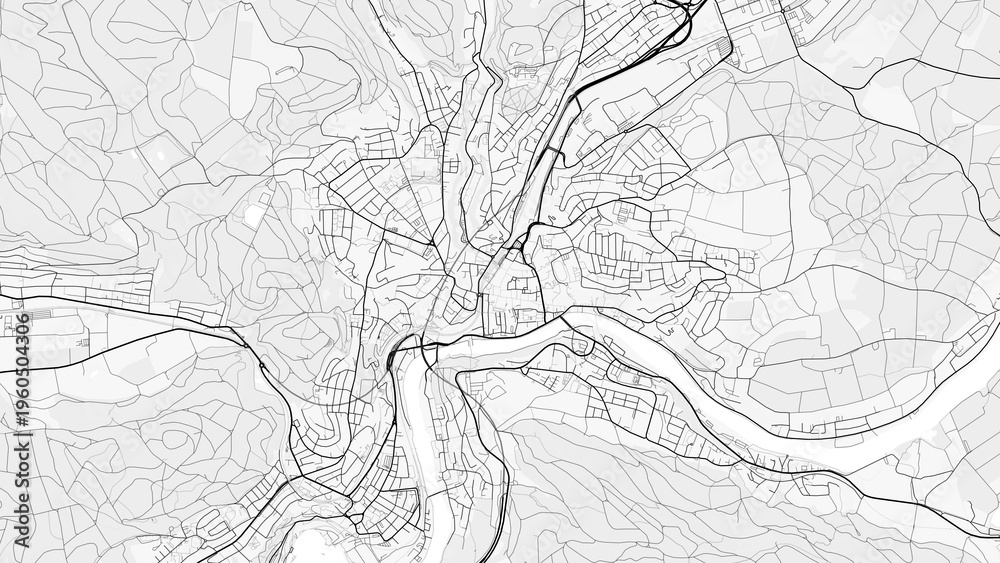 Obraz premium Schaffhausen City Map. Minimalist black and white line art poster for printing, wallpaper, wall art, and map resources for home and office decor.