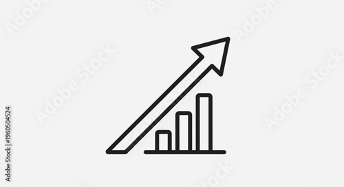 Business growth chart with upward arrow icon, symbolizing success and profit increase