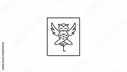 Whimsical Owl Yoga Pose Illustration: Balance, Mindfulness, and Nature