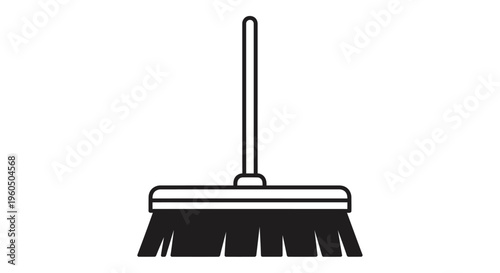 Broom Icon Vector Illustration: Cleaning Tool for Home and Office