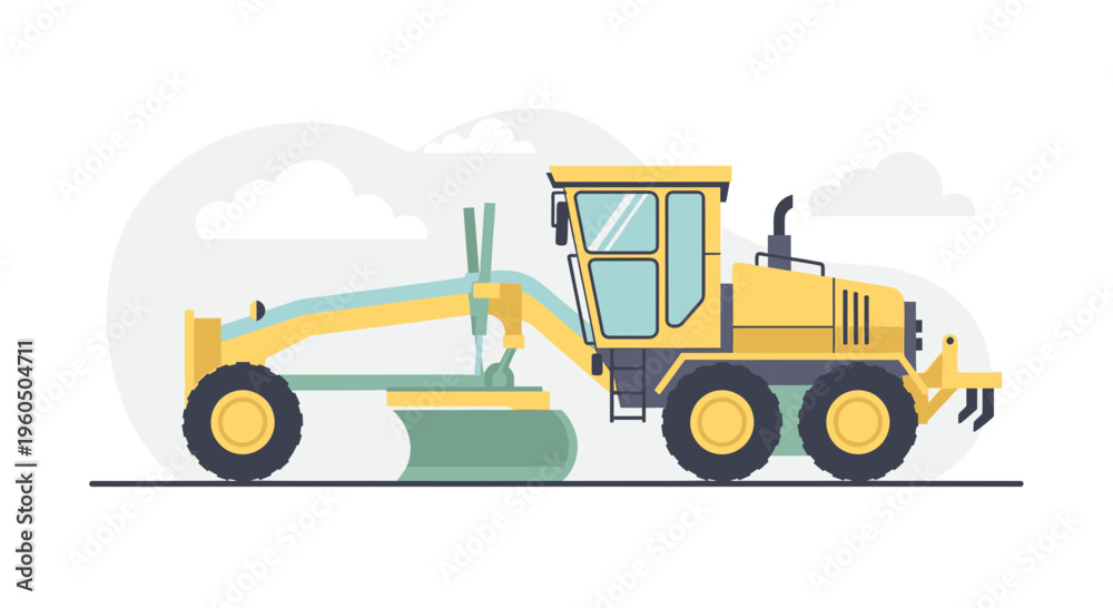 Fototapeta premium Yellow Grader Machine Working on Construction Site