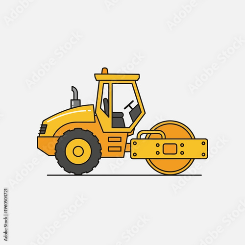 Yellow Steamroller Machine Construction Vehicle Industry Equipment Transportation Machinery