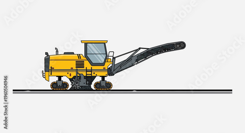 Yellow Milling Machine Performing Road Surface Restoration Work