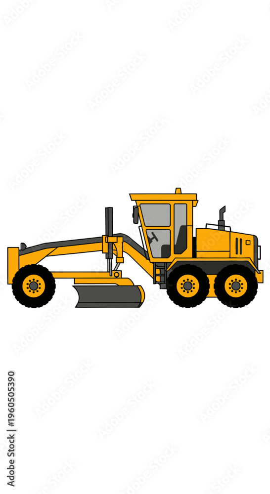 Obraz premium Yellow Grader Construction Vehicle Heavy Equipment Machinery