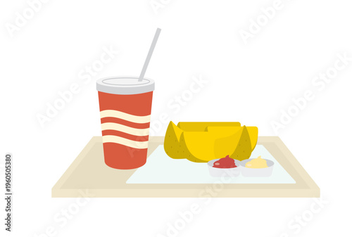 くし切りのフレンチフライとジュースのセット