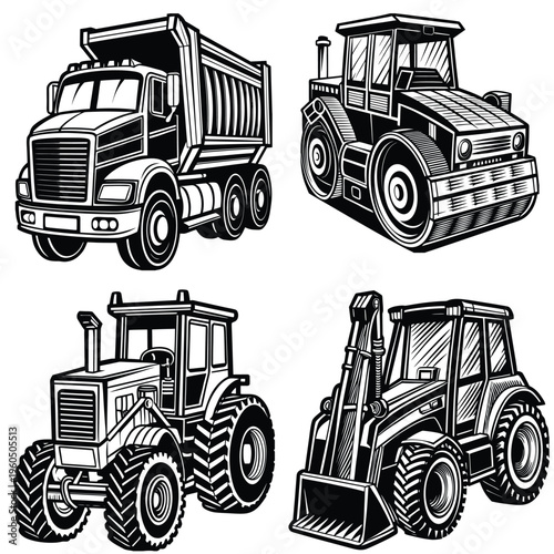 Grading & Digging Dump Truck, Tractor, and Backhoe Trio