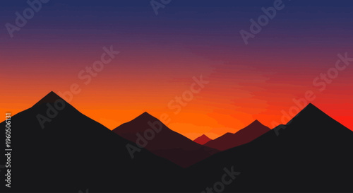 Mountain Range at Sunset Time.