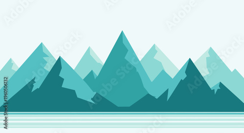 Teal Mountain Range Landscape.