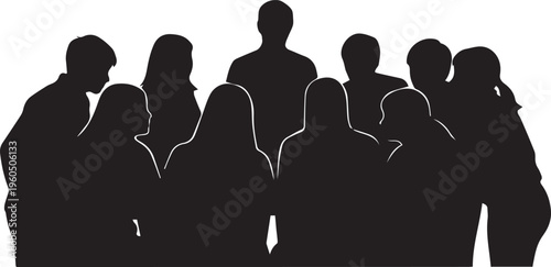 Group of people silhouette illustration vector art gathered around table