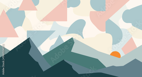 Abstract Mountain Landscape Artwork.