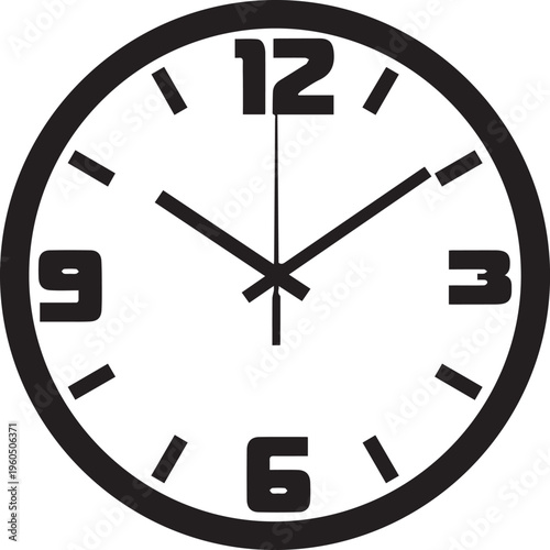 Wall clock face vector silhouette illustration for time management concept line art circle