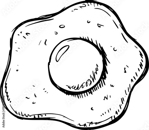 Hand Drawn of a Fried Egg with a Visible Yolk a White Background breakfast food