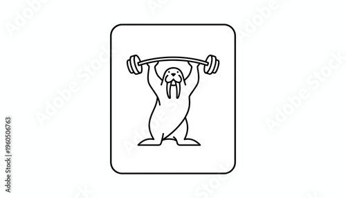 Strong Walrus Lifting Barbell, Fitness, Gym, Strength, Animal Workout