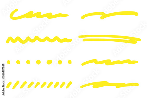 手描きペンのアンダーラインセット 黄色