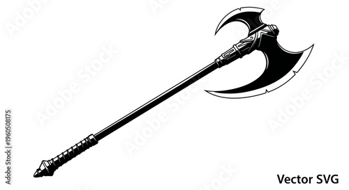 Fantasy Battle Axe Weapon Silhouette, Medieval Warrior Tool