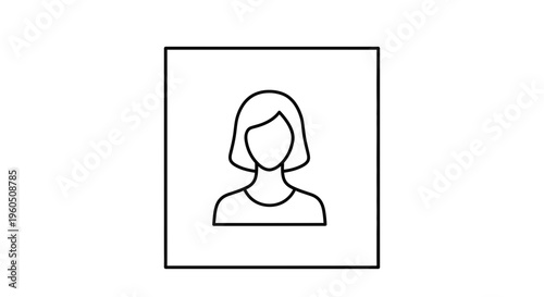 Simple Line Icon of a Woman's Bust in a Square Frame